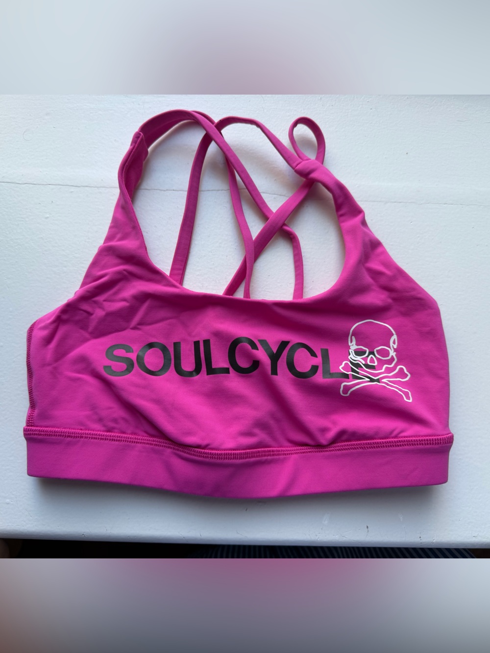lululemon x SoulCycle energy bra in hot pink